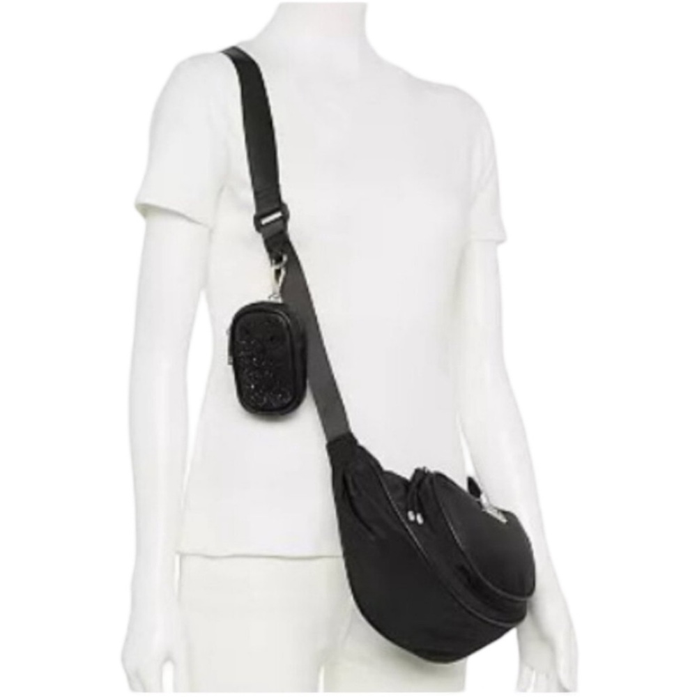 MADDEN GIRL Black Crescent Crossbody & Pouch Set NWT - Picture 4 of 9